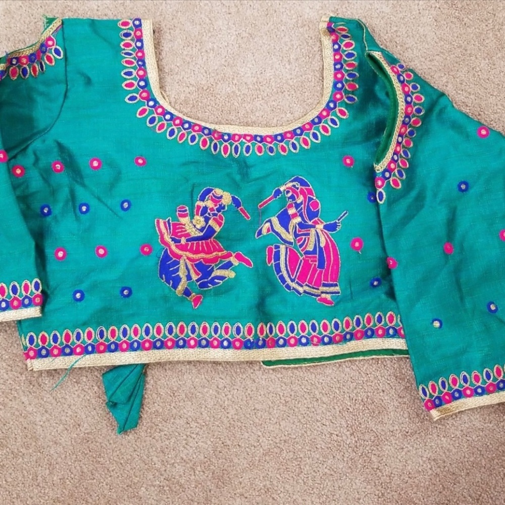 Blouse, for saree Indian, blue green aqua